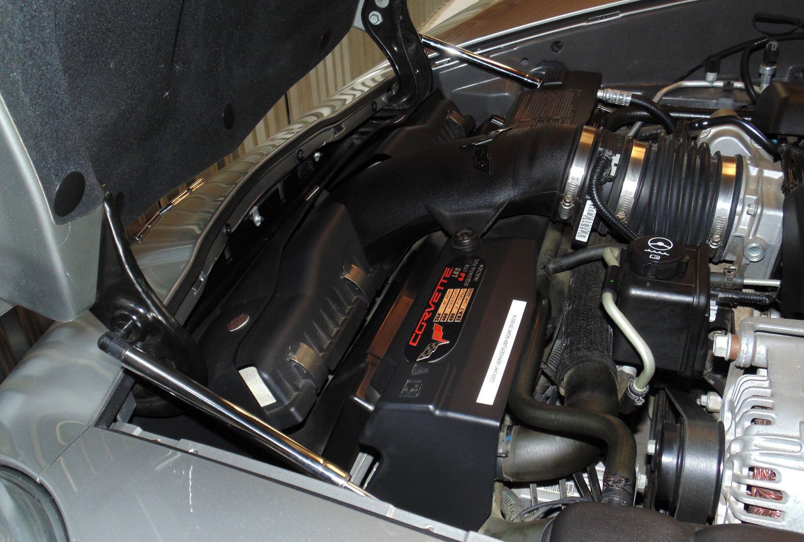 C6 Chrome Corvette Polished Stainless Steel Hood Struts Prop Shocks